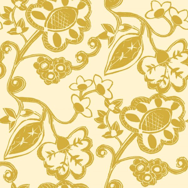 Stylised Floral - Dijon on Gentle Ochre