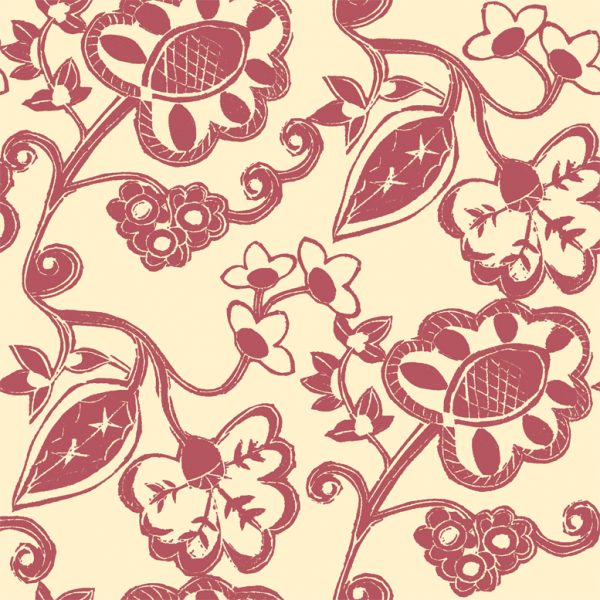 Stylised Floral - Grapefruit on Gentle Ochre