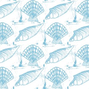 Sea Shells - Blue on White