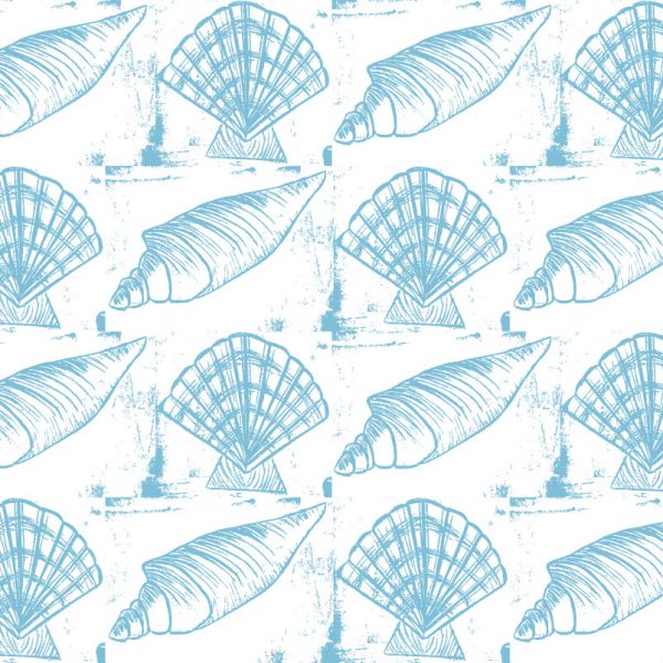 Sea Shells - Blue on White