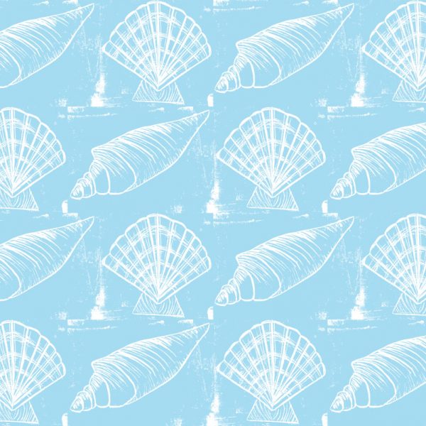 Sea Shells - White on Blue
